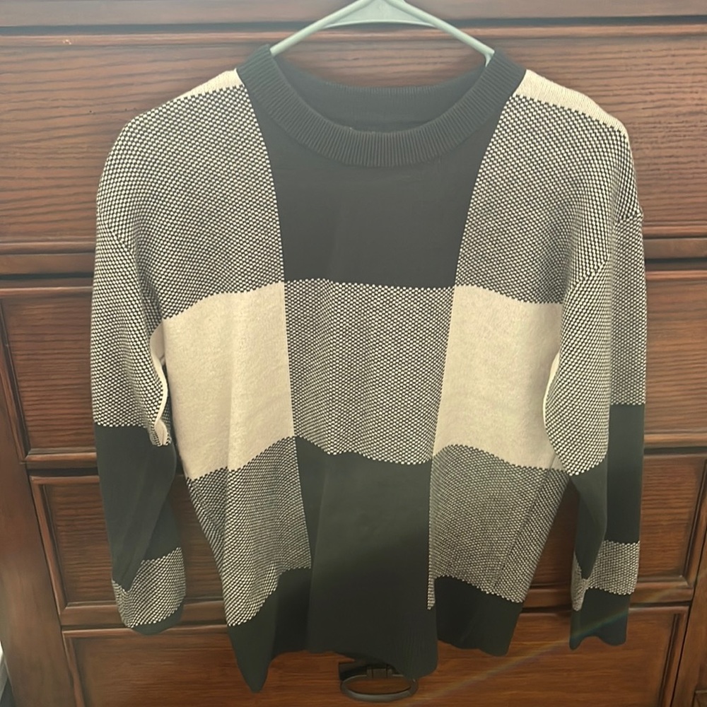 Dark green and white blouse